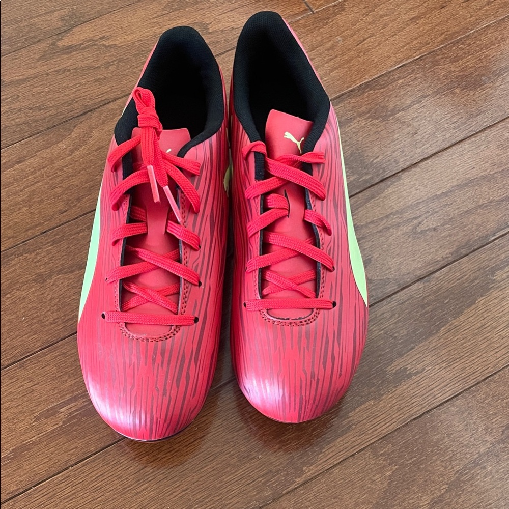 Puma Kids Vibrant Red and Lime soccer, cleats, brand new